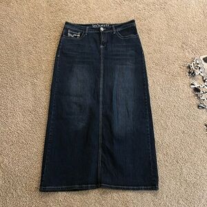Inherit Clothing Co Stella Denim Skirt Dark Wash 37.5” long